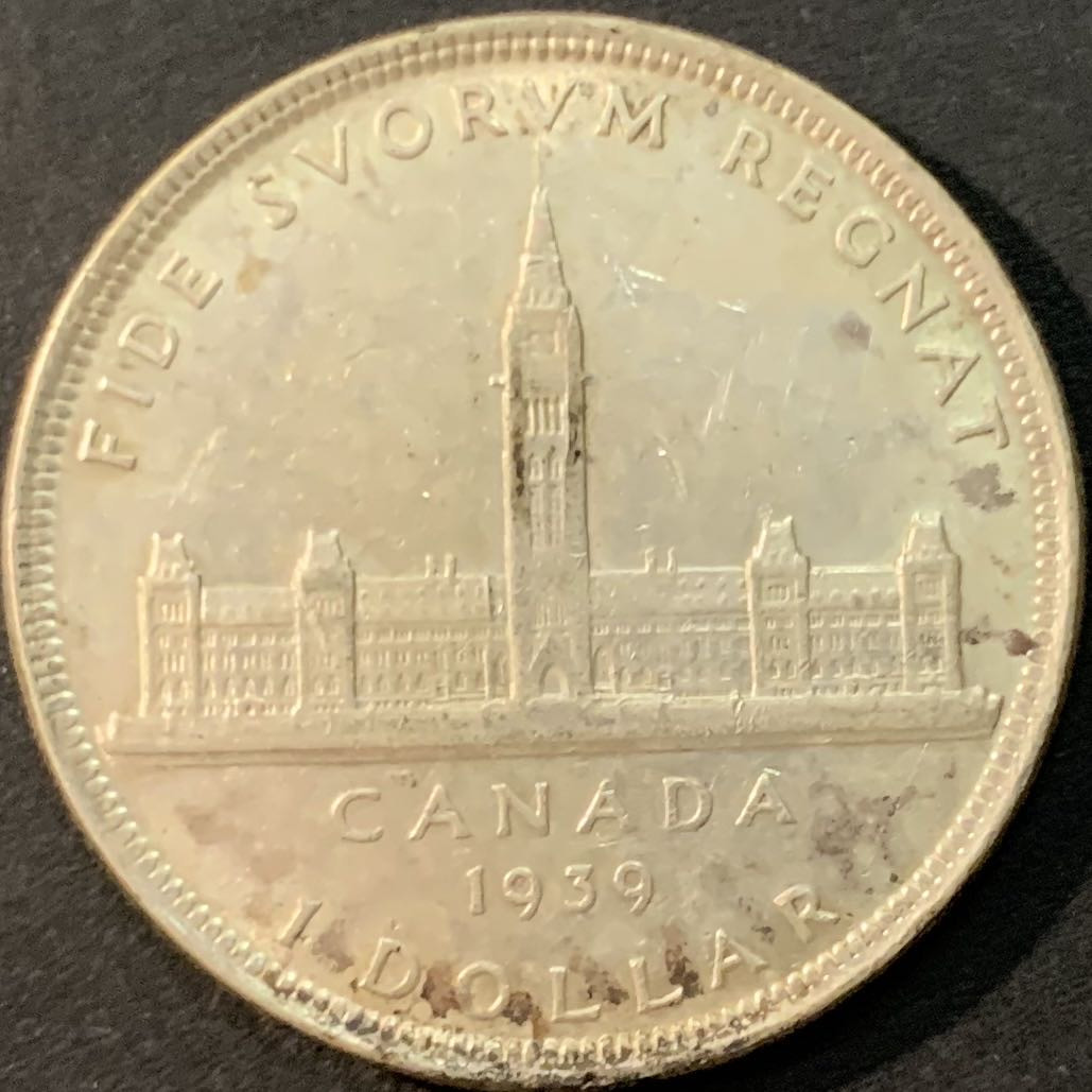 紫瑗钱币—微拍第73期  加拿大 1939年  乔治六世 议会百年 1元 23.5克 0.8银