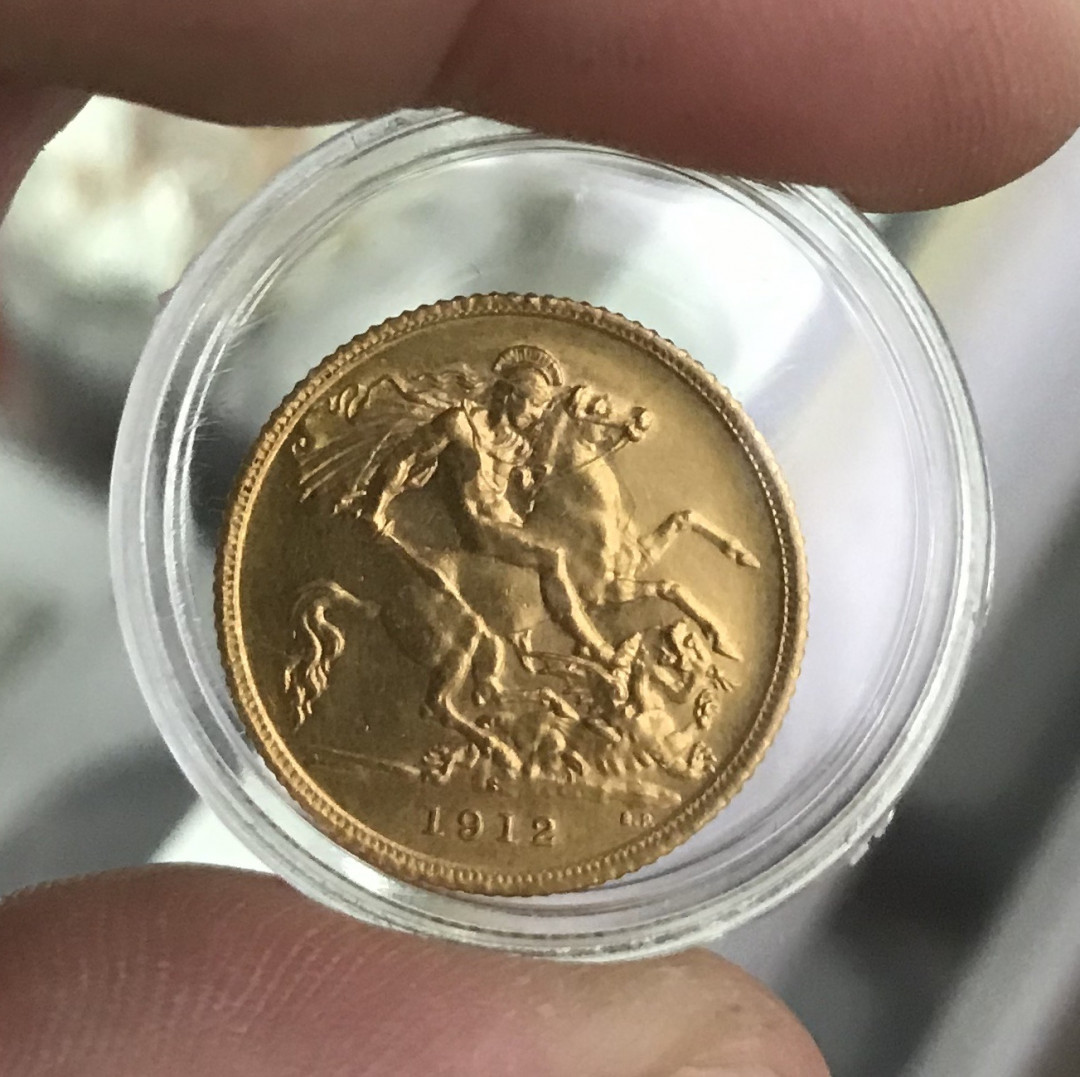 【随心拍&Getcoins】现代钱币第五十四五期拍卖 英国1912年1/2索维林金币UNC品