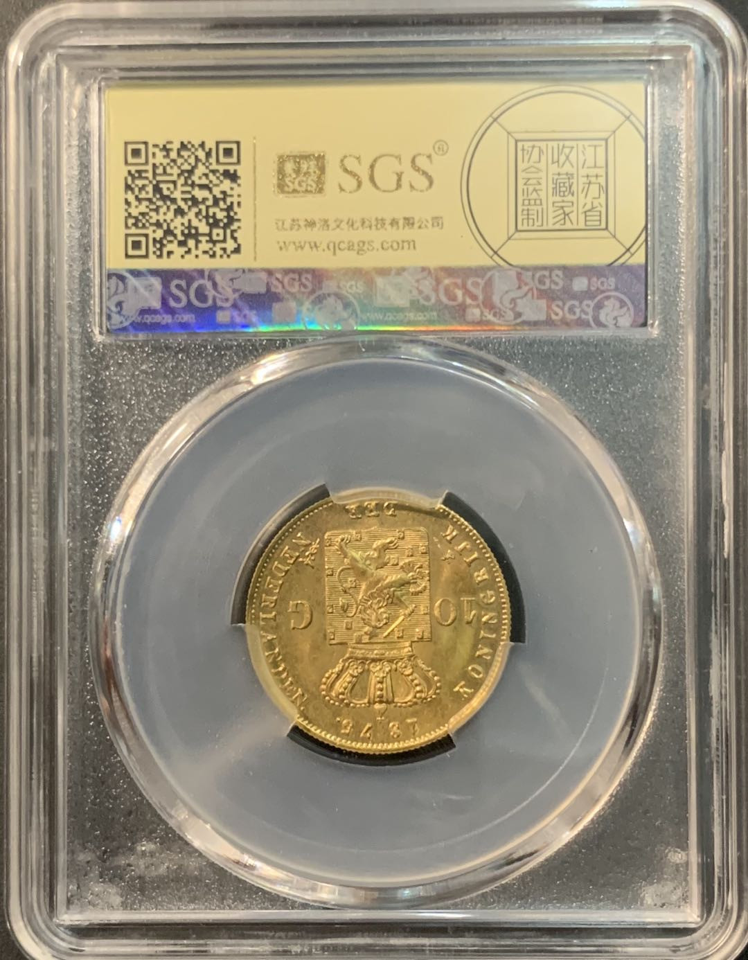 紫瑗钱币—微拍第74期  荷兰 1875年 威廉三世 10盾  6.73克 0.9金 美评 SGS 66