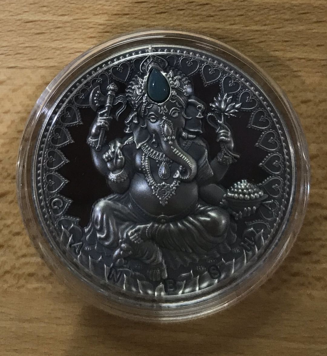 【随心拍&Getcoins】现代钱币第五十四五期拍卖 喀麦隆2019年世界文化2象鼻神2盎司高浮雕镶嵌银币