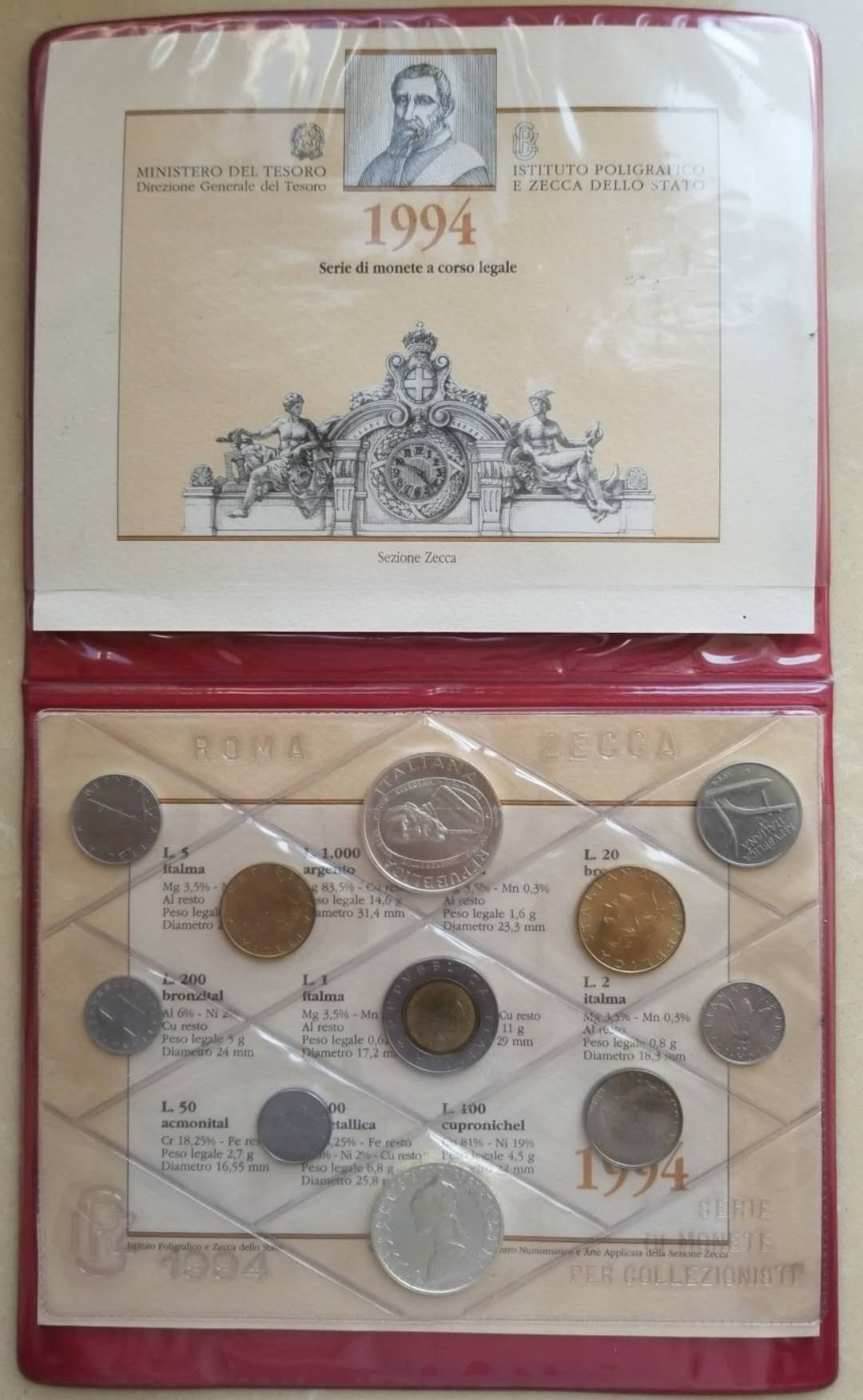 【随心拍&Getcoins】现代钱币第五十四五期拍卖 意大利1994年全套硬币普制版套装11枚