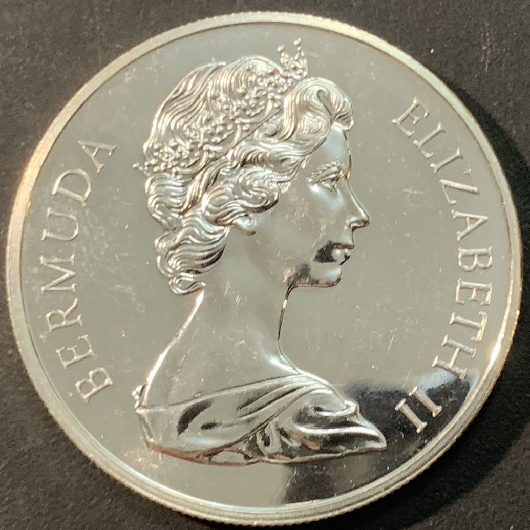 紫瑗钱币—微拍第75期  百慕大 1972年 女皇银婚 1元 28.28克 0.9银 精制