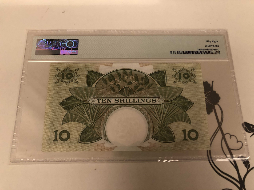 【收藏联盟】第146期拍卖——北非后花园（共50拍） 【777豹子号】英属东非 1958-60年10先令 PMG58