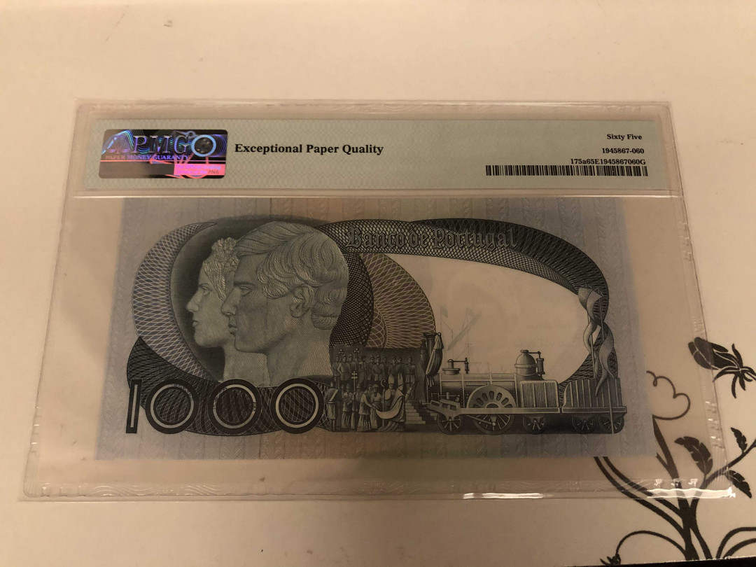 【收藏联盟】第146期拍卖——北非后花园（共50拍） 葡萄牙 1968年1000埃斯库多 PMG65EPQ