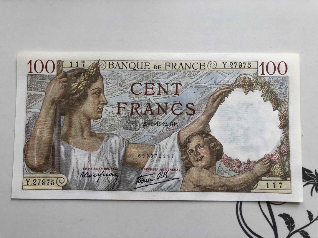 【收藏联盟】第146期拍卖——北非后花园（共50拍） 【一组2张】法国 1942年100元 &德国 1991年20马克 品相如图 