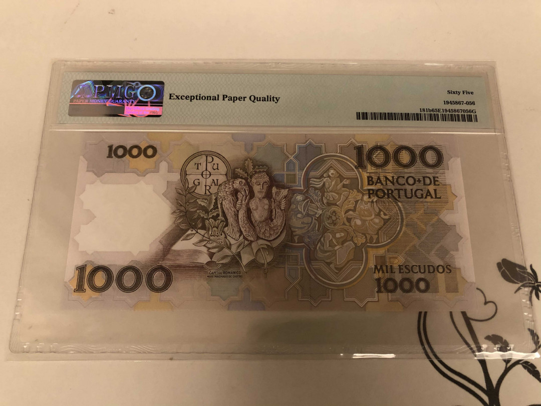 【收藏联盟】第146期拍卖——北非后花园（共50拍） 葡萄牙 1986年1000埃斯库多 PMG65EPQ