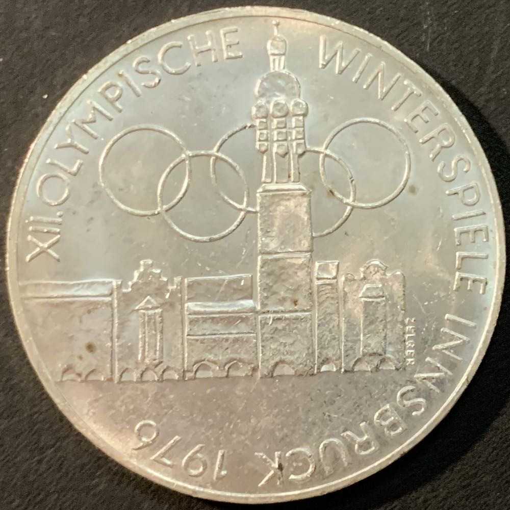 紫瑗钱币—微拍第75期  奥地利 1976年 因斯布鲁克冬奥运 主会场 100先令 24克 0.64银 UNC