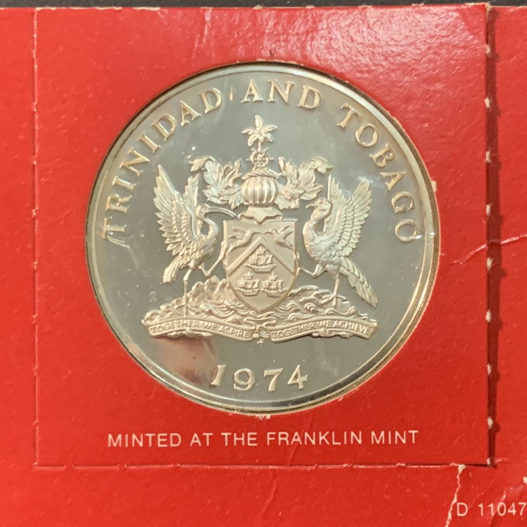 紫瑗钱币—微拍第75期  特立尼达和多巴哥 1974年 地图 10元 35克 0.925银 精制