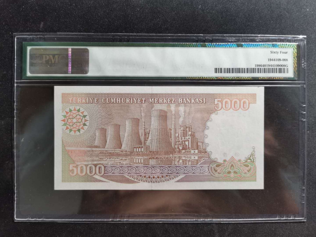 【鲸贝乐淘】千字文·第“容止若思，言辞安定”号拍卖 【土耳其🇹🇷 】1970年5000里拉，PMG64 