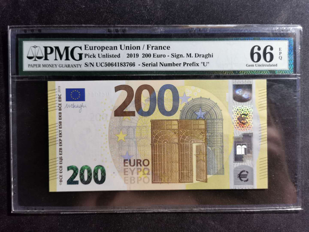 【鲸贝乐淘】千字文·第“容止若思，言辞安定”号拍卖 【欧元€】法国🇫🇷 2019年200欧，PMG66E 