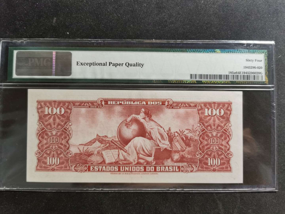 【鲸贝乐淘】千字文·第“容止若思，言辞安定”号拍卖 【巴西🇧🇷 】1966-67年10元，PMG64E 