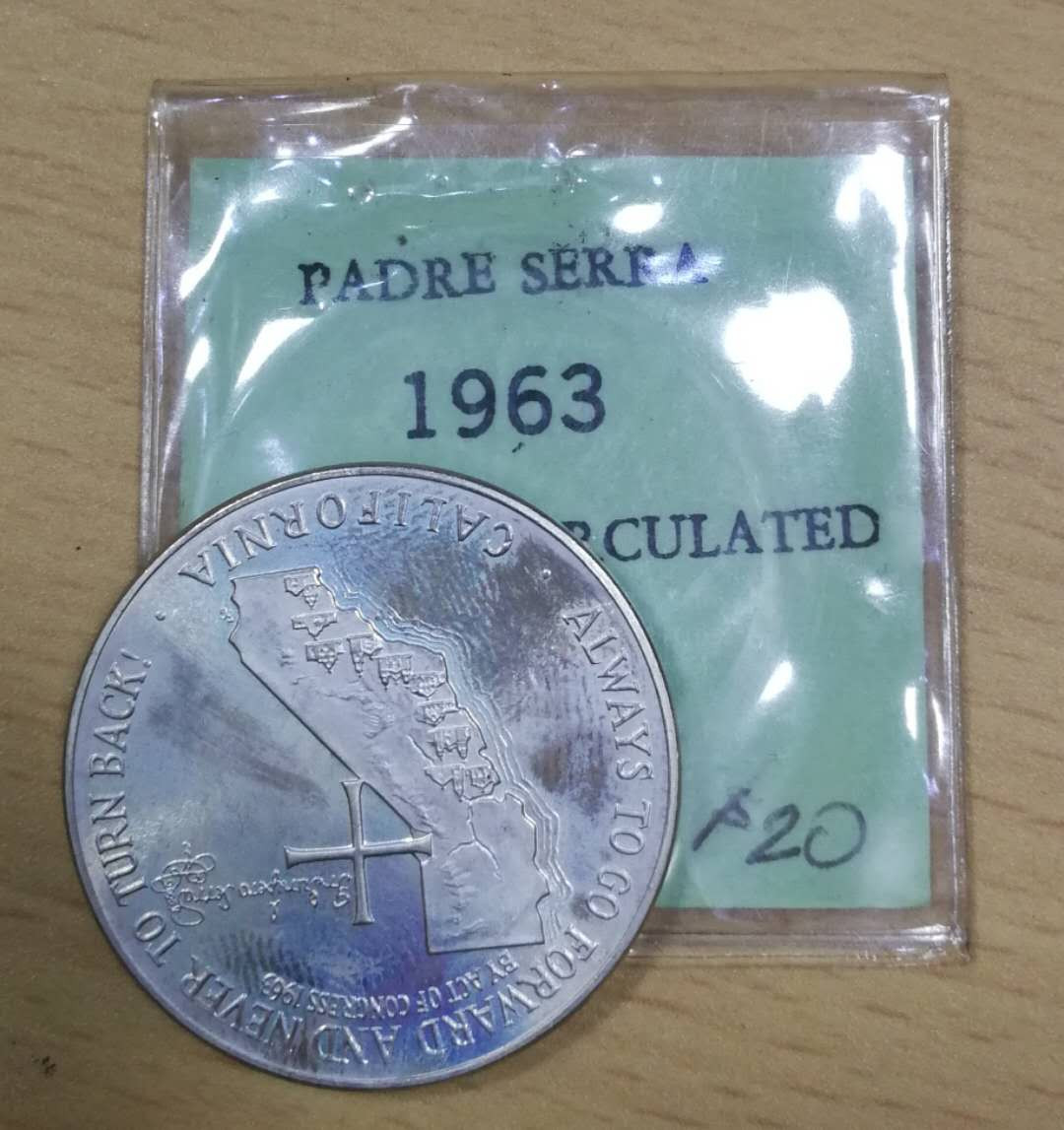 北京马甸外币专卖拍卖第十一期，陆续上新，欢迎关注 1963年美国发行发现加利福尼亚200周年纪念银章，重量：19.8克，成色：9成银