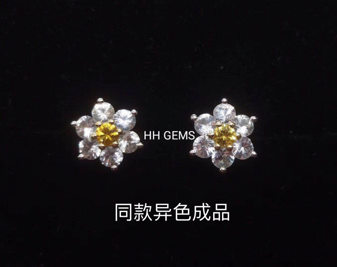 【6月13日 多种裸石 设定款】集合专场 黑色蓝宝石 一对耳环设计组合 共1.0克拉 裸石 无证书