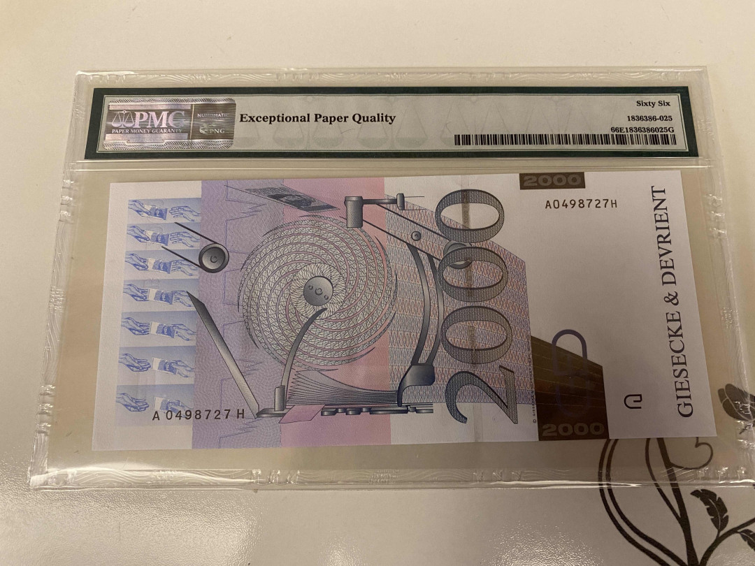 【收藏联盟】第148期拍卖——港澳风云（共55拍） DEU 2000 units 测试钞 PMG66EPQ
