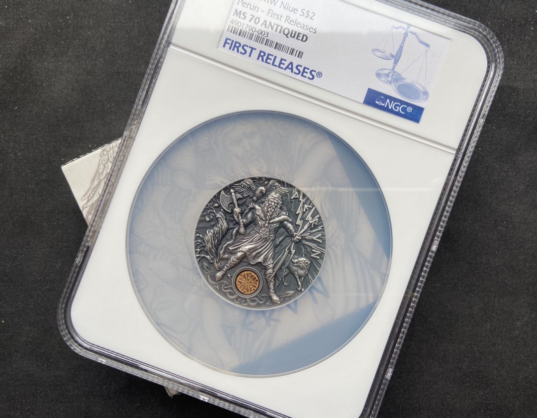 【币观天下】第112期钱币拍卖～ 【纽埃】斯拉夫神系列-雷神-【蓝标ngc70】