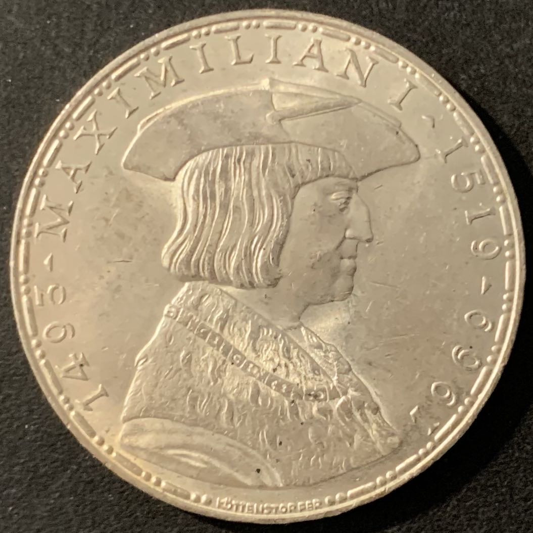 紫瑗钱币—微拍第78期  奥地利 1969年 马克西米安诞辰450周年 50先令 20克 0.9银 UNC