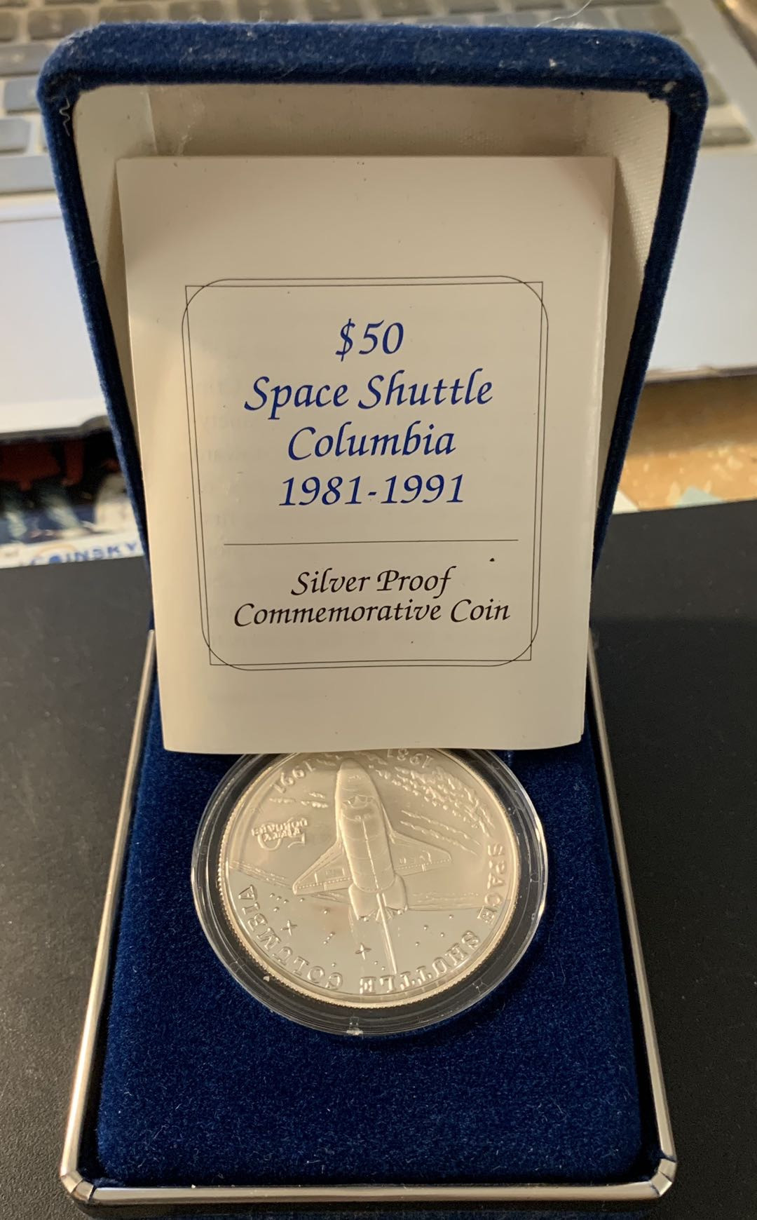 紫瑗钱币—微拍第78期  马绍尔群岛  1991年 哥伦比亚号宇宙飞船 50元 31.1克 0.999银 原盒证书