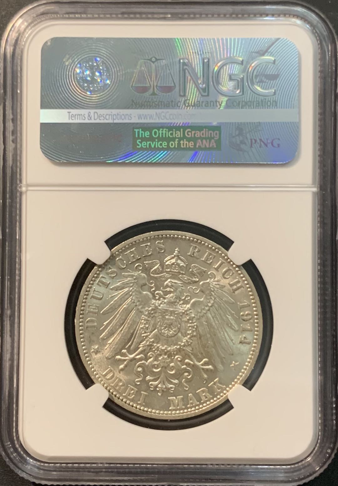紫瑗钱币—微拍第78期  德国 符腾堡 1914年 3马克 NGC MS61