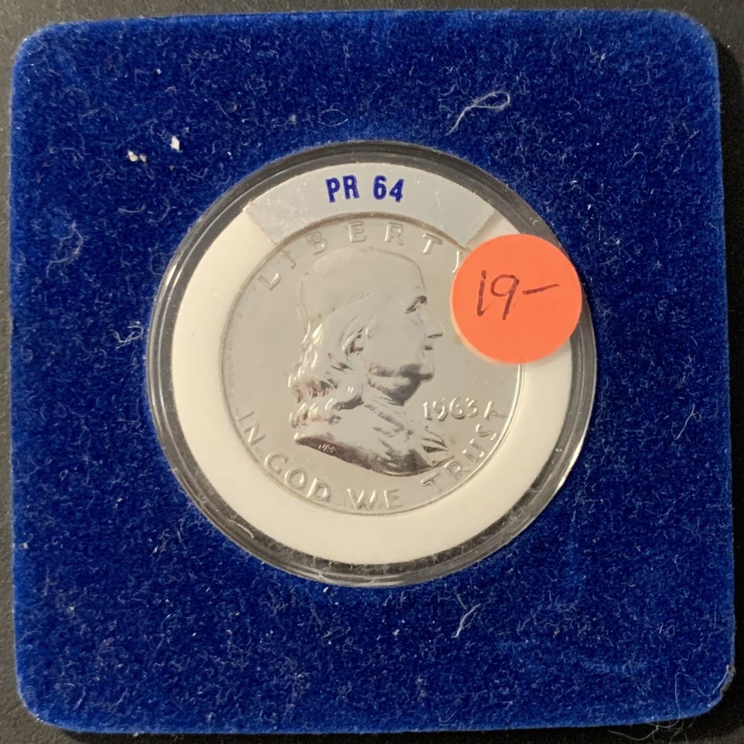 紫瑗钱币—微拍第78期  美国 1963年 富兰克林 50美分 半美元 12.5克 0.9银 精制 PR64