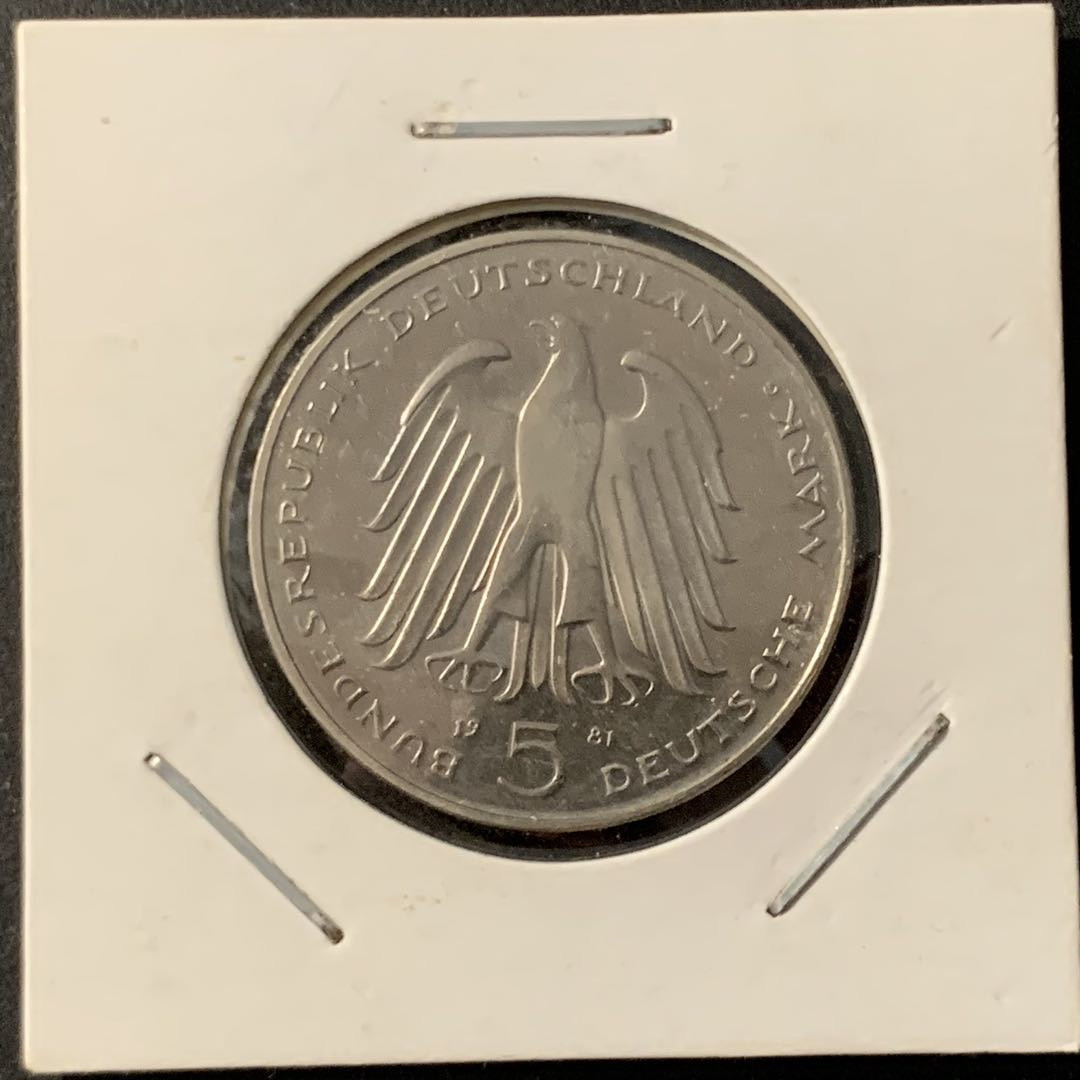 紫瑗钱币—微拍第78期  德国 1981年 卡尔·沃姆·斯坦逝世150周年 5马克 镍币