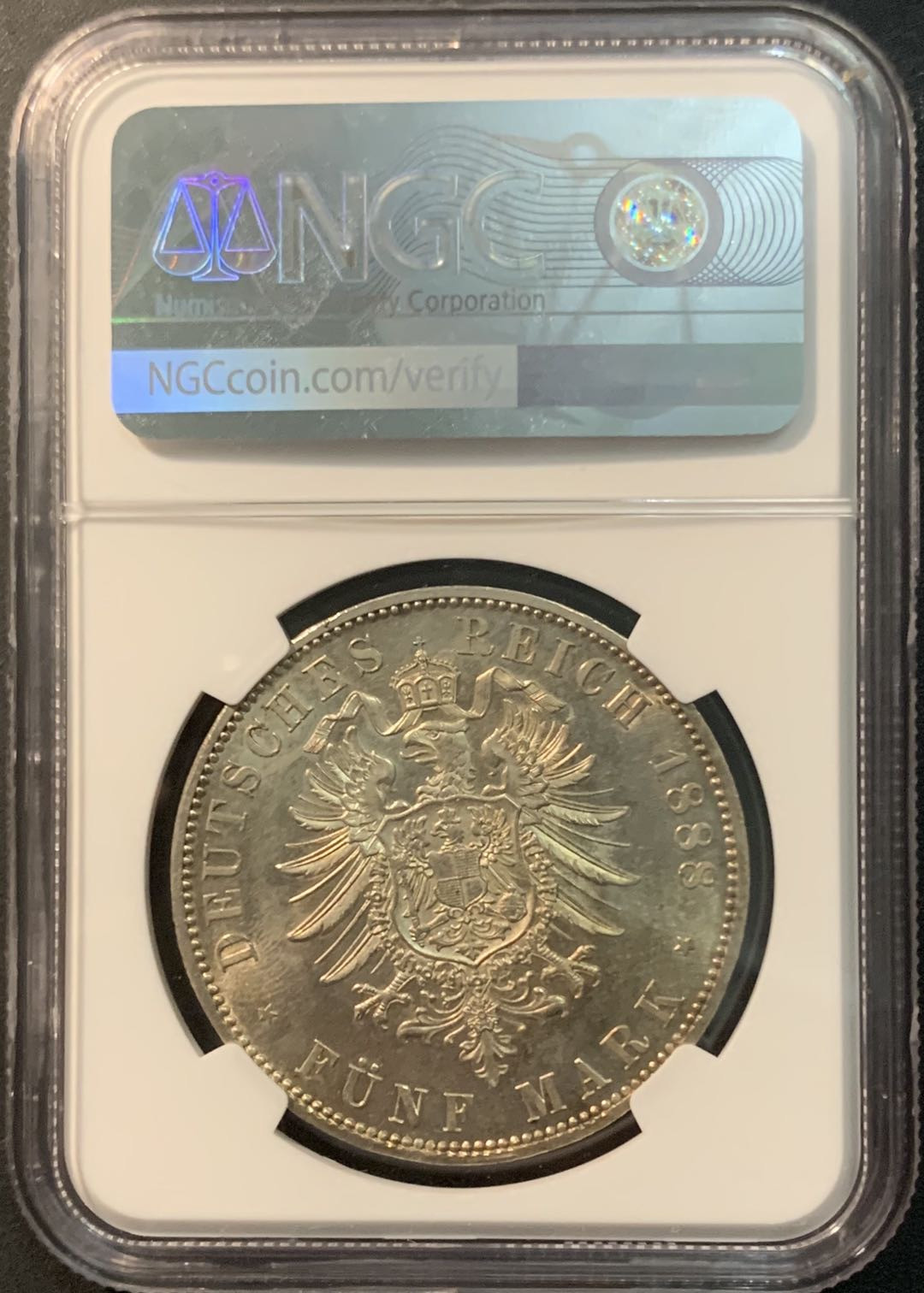 紫瑗钱币—微拍第78期  德国 普鲁士 1888年 弗里德里希三世 5马克 NGC MS63