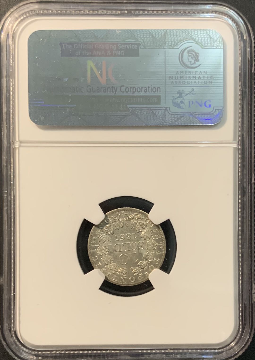 紫瑗钱币—微拍第78期  教皇国 1867年 10索尔 银币 NGC MS64