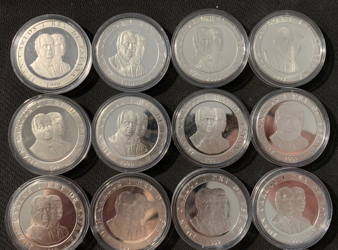 紫瑗钱币—微拍第78期  西班牙 1992年 巴塞罗娜奥运会 2000比塞塔 16枚全 共432克 0.925银 精制