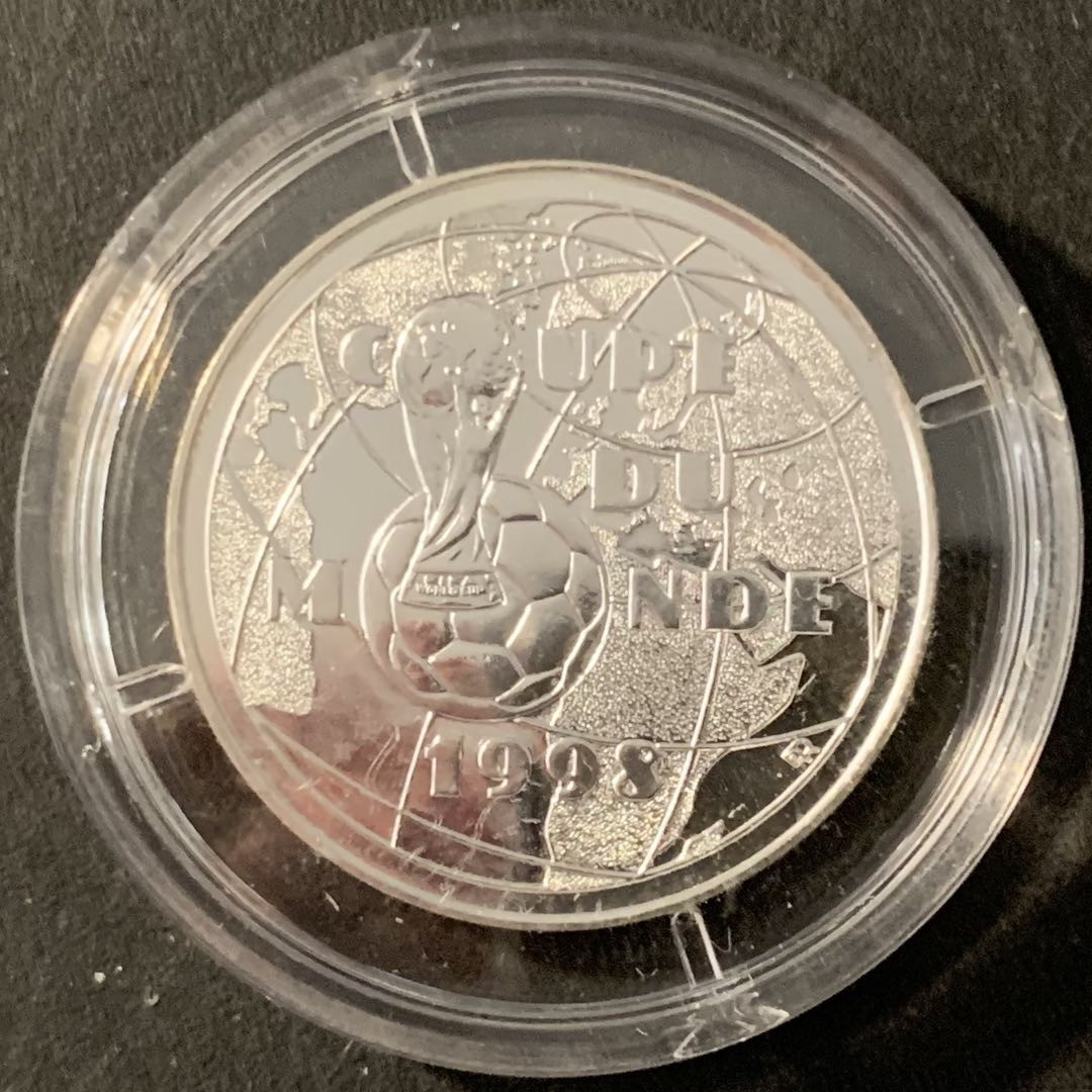 紫瑗钱币—微拍第78期  法国 1997年 世界杯 1法郎 12克 0.9银 UNC 原盒
