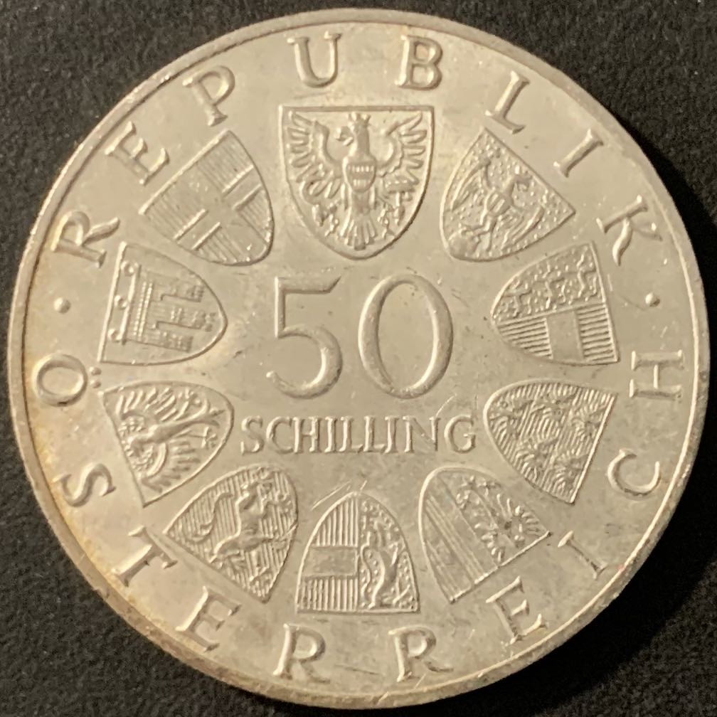 紫瑗钱币—微拍第78期  奥地利 1967年 音乐家 约翰—斯特劳斯 诞辰100周年 50先令 20克 0.9银 UNC