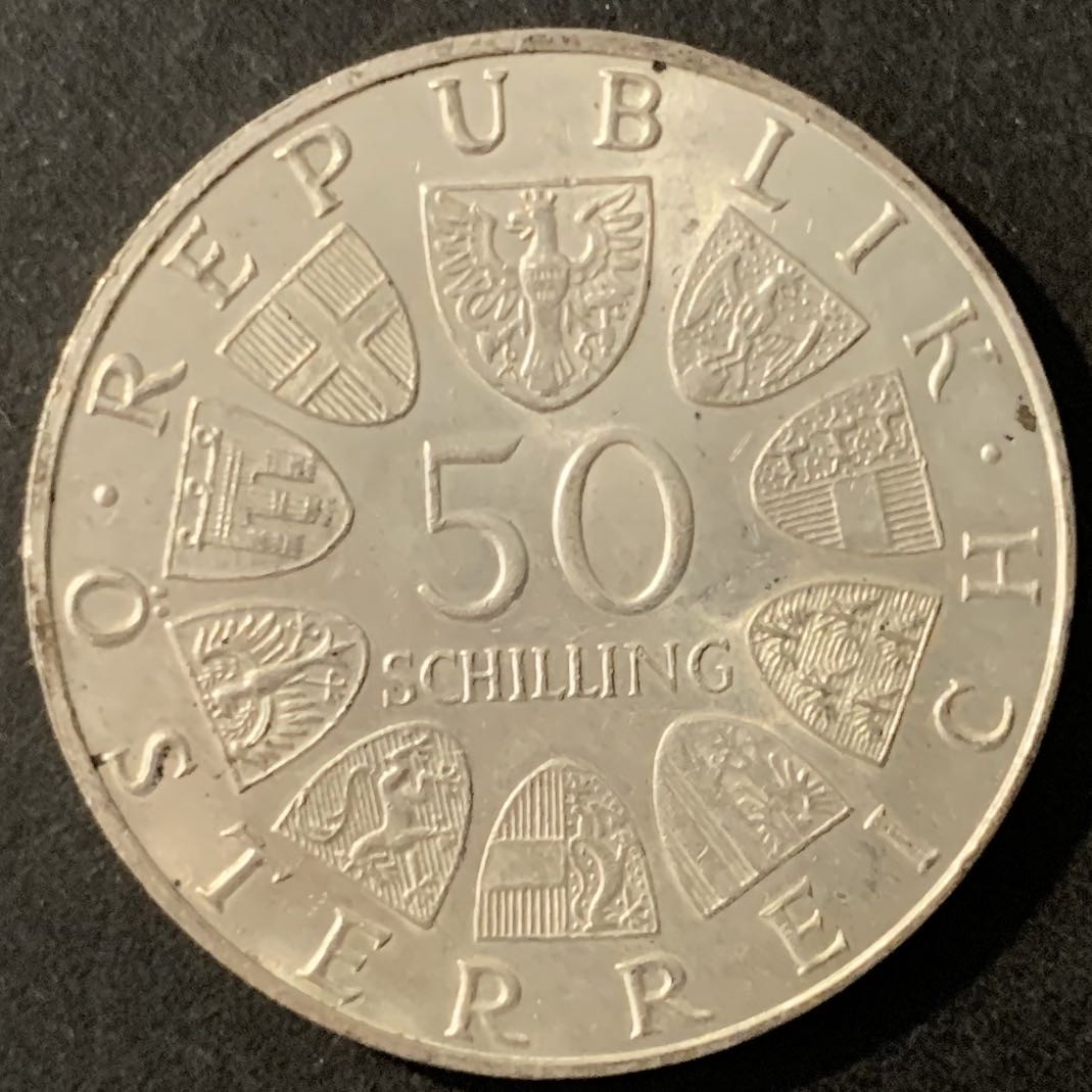 紫瑗钱币—微拍第78期  奥地利 1969年 马克西米安诞辰450周年 50先令 20克 0.9银 UNC