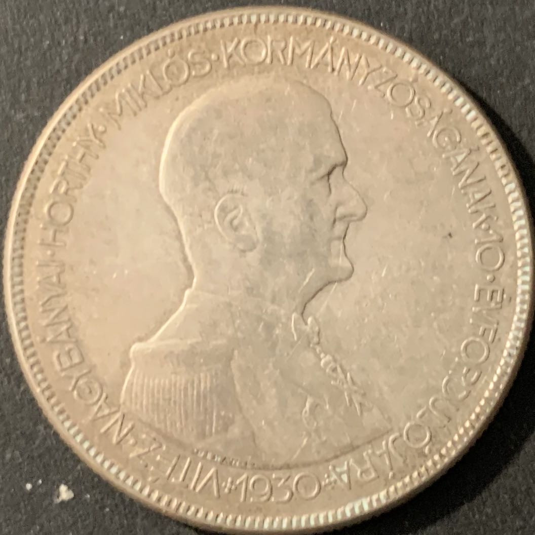 紫瑗钱币—微拍第78期  匈牙利 1930年 10周年 天使 5潘戈 25克 0.64克