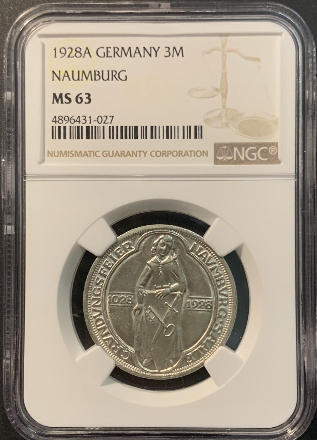 紫瑗钱币—微拍第78期  德国 1928年 瑙姆堡成立900周年 NGC MS63
