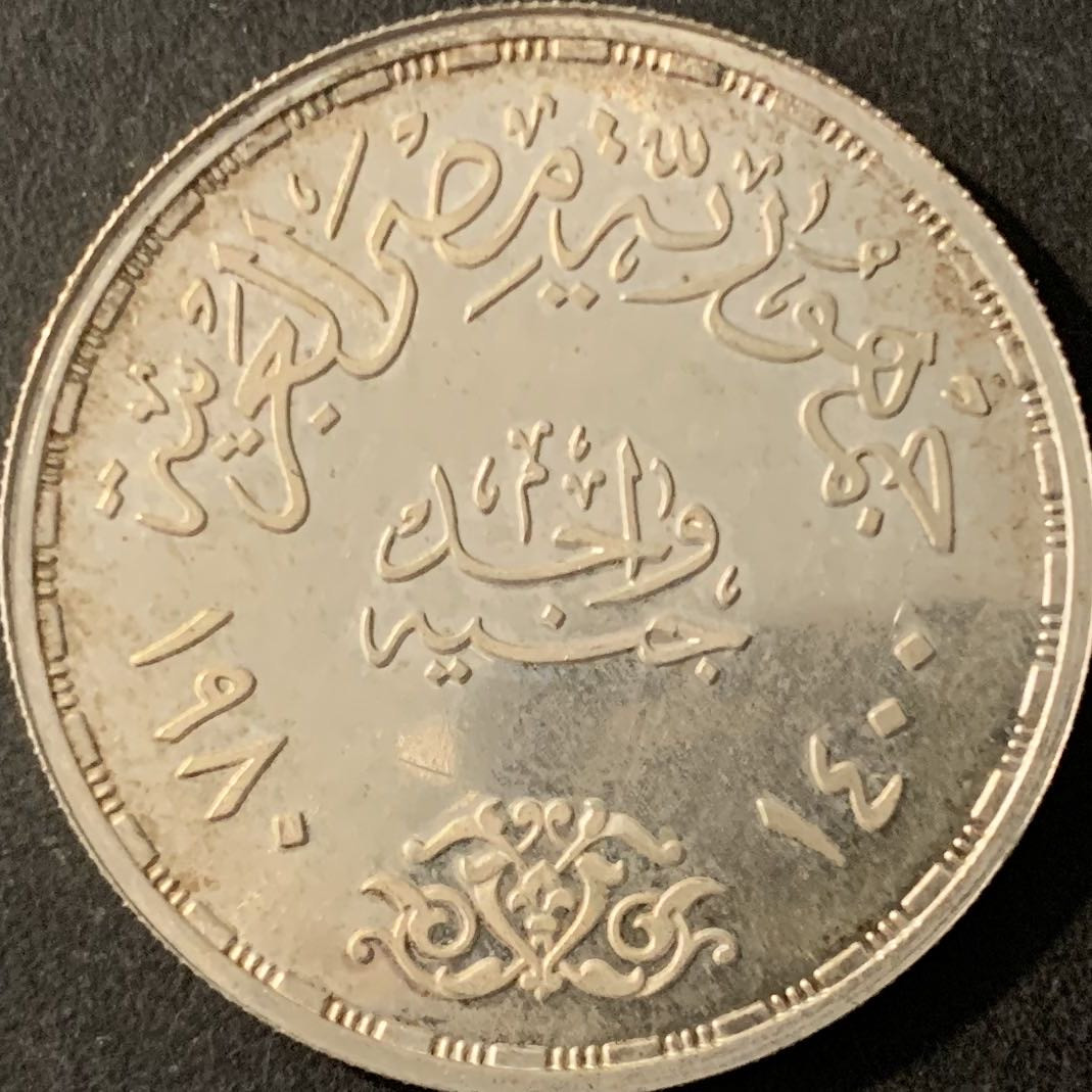 紫瑗钱币—微拍第78期  埃及 1980年 埃以和平条约 1磅  15克 0.72银 BU