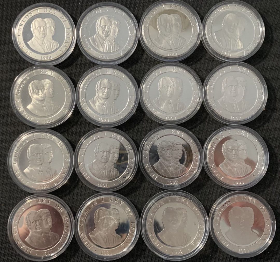 紫瑗钱币—微拍第78期  西班牙 1992年 巴塞罗娜奥运会 2000比塞塔 16枚全 共432克 0.925银 精制