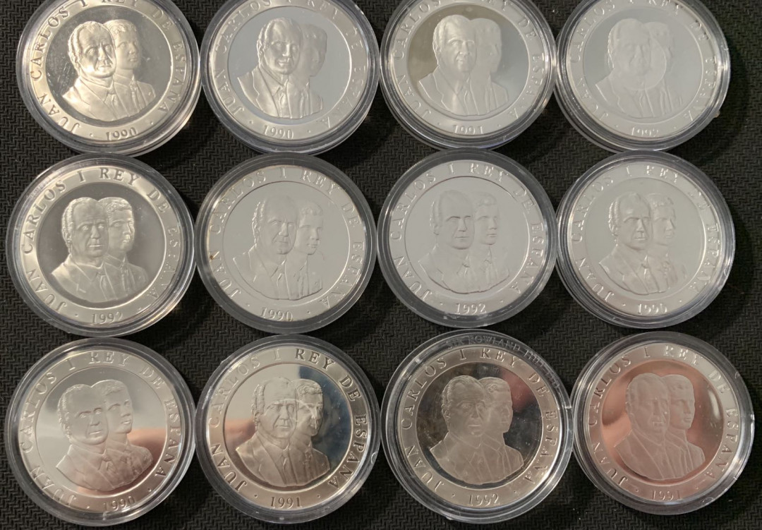 紫瑗钱币—微拍第78期  西班牙 1992年 巴塞罗娜奥运会 2000比塞塔 16枚全 共432克 0.925银 精制