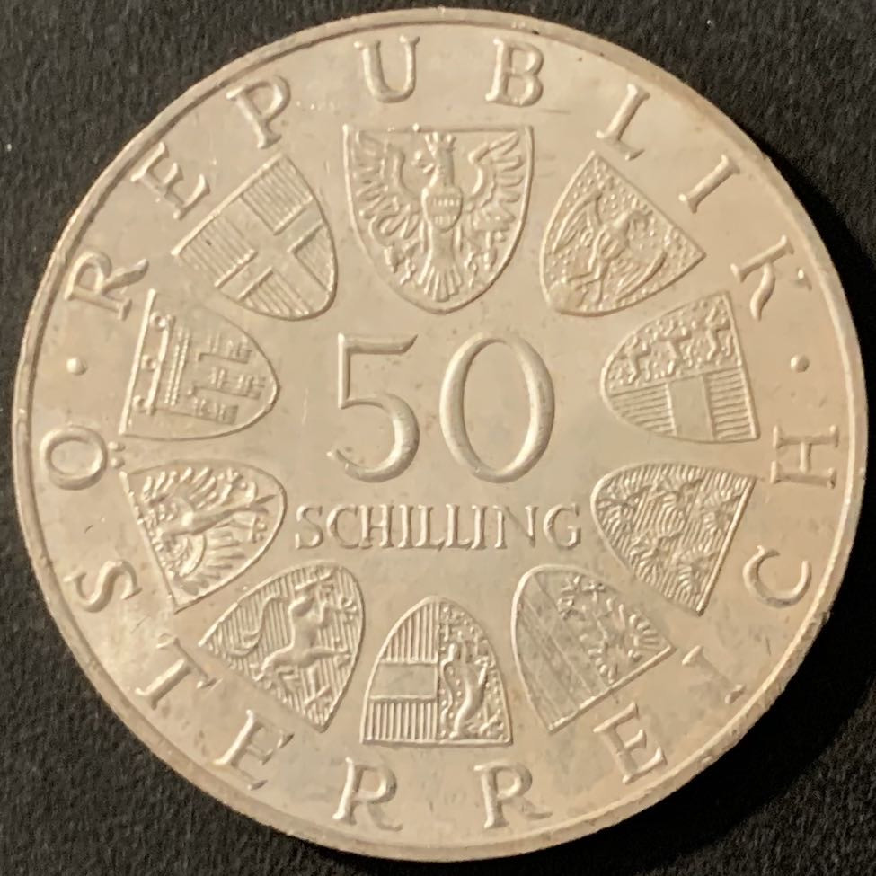 紫瑗钱币—微拍第78期  奥地利 1970年  总统 卡尔蕾纳 50先令 20克 0.9银 UNC