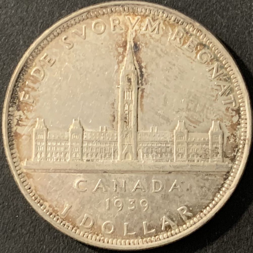 紫瑗钱币—微拍第78期  加拿大 1939年  乔治六世 议会百年 1元 23.5克 0.8银