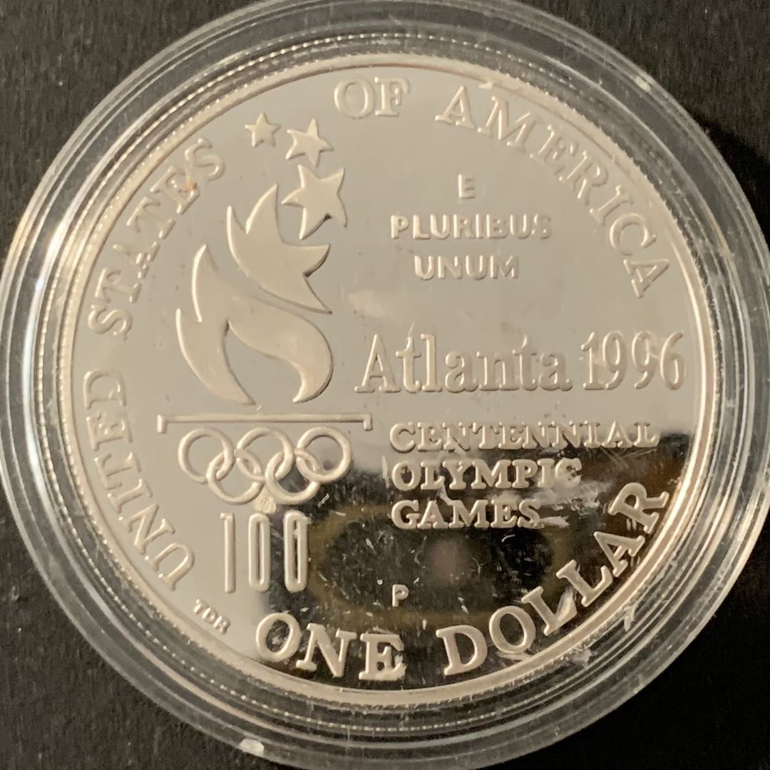 紫瑗钱币—微拍第78期  美国 1996年 亚特兰大奥运会 网球  1元  26.73克 0.9银 精制