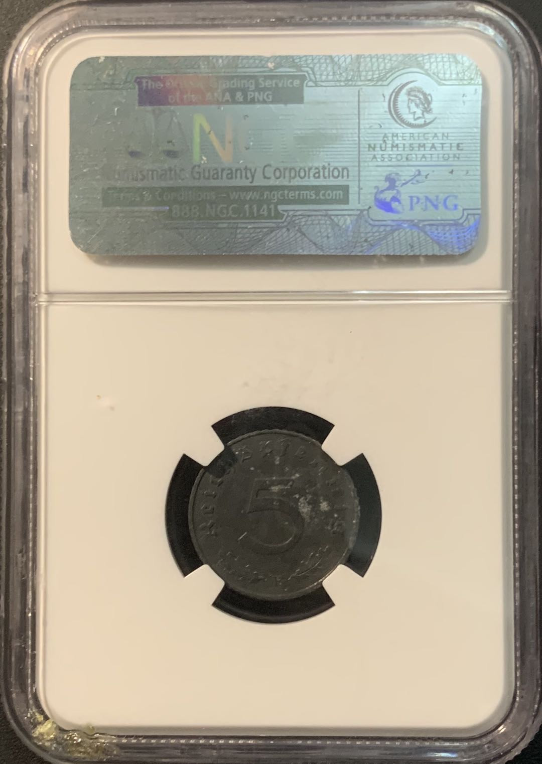 紫瑗钱币—微拍第78期  德国 1941年 二战时期 5芬妮 NGC AU Detail