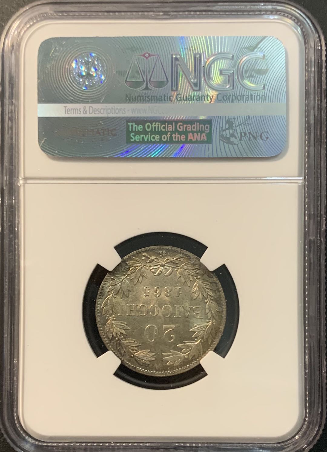 紫瑗钱币—微拍第78期  教皇国 1965年 20BAI 银币 NGC MS64