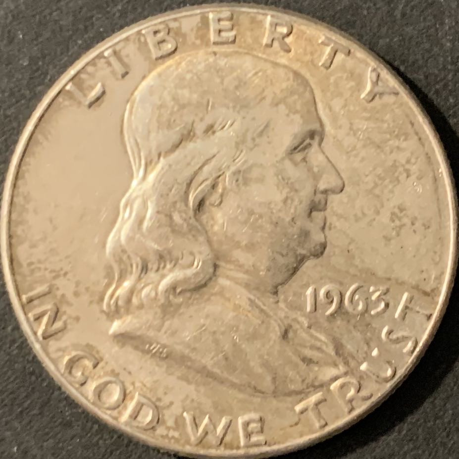 紫瑗钱币—微拍第78期  美国 1963年 富兰克林 50美分 半美元 12.5克 0.9银 