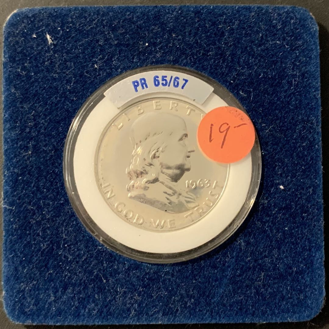 紫瑗钱币—微拍第78期  美国 1963年 富兰克林 50美分 半美元 12.5克 0.9银 精制 PR65/67