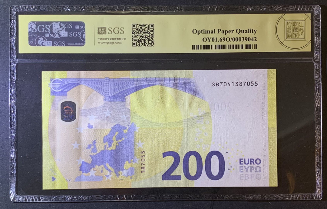 紫瑗钱币—微拍第79期—纸币场 西班牙 2019年 200欧元 新版 美评 SGS 69 EPQ