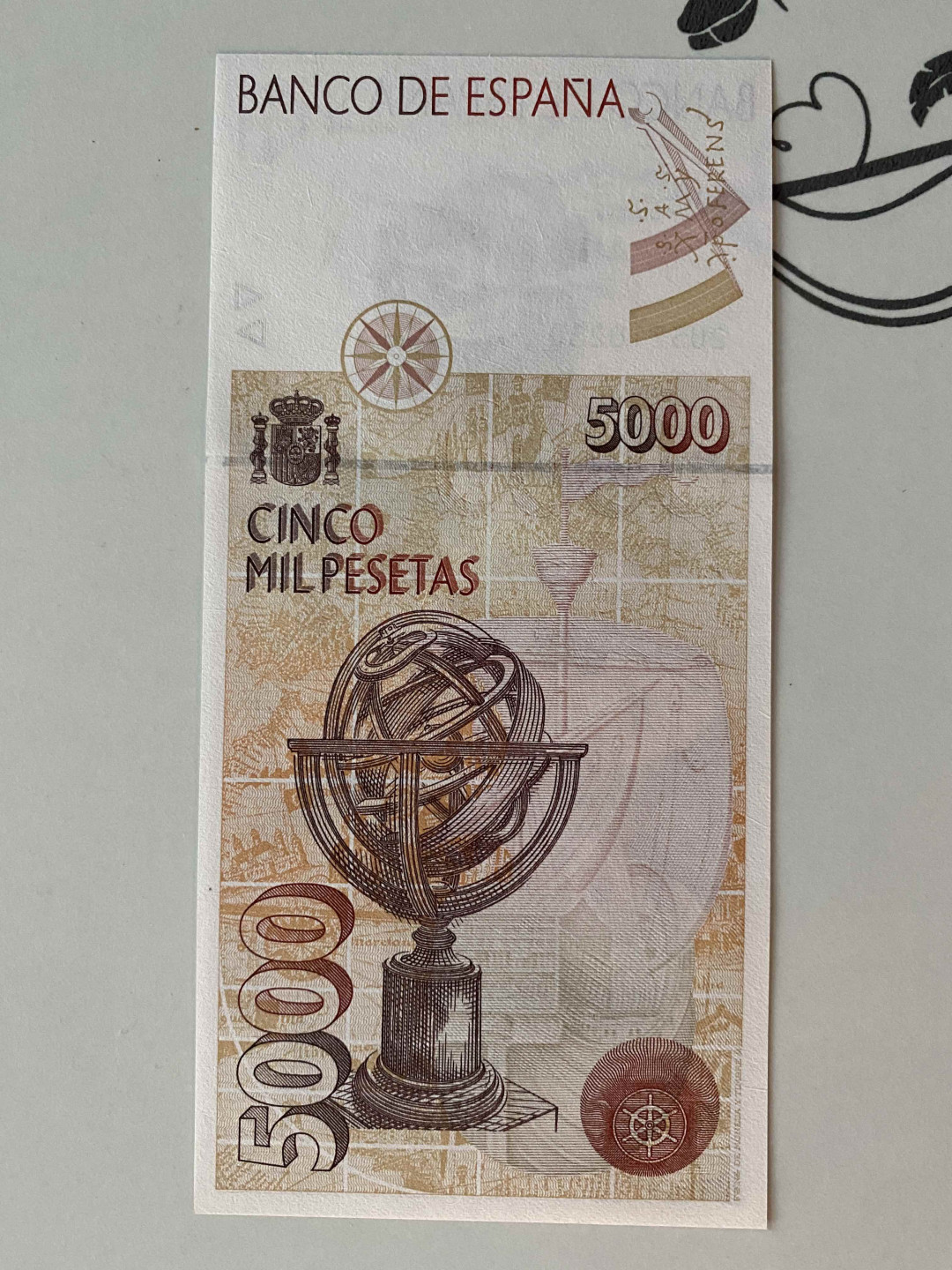 【收藏联盟】第149期拍卖——法兰西宠儿（共60拍） 西班牙1992年 5000比塞塔 发现美洲500周年纪念钞 全新UNC  