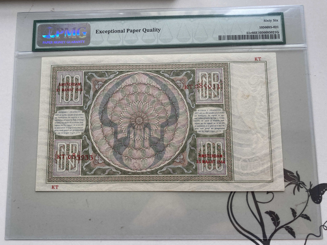 【收藏联盟】第149期拍卖——法兰西宠儿（共60拍） 荷兰 1942-44年100盾 经典“鬼女” PMG66EPQ