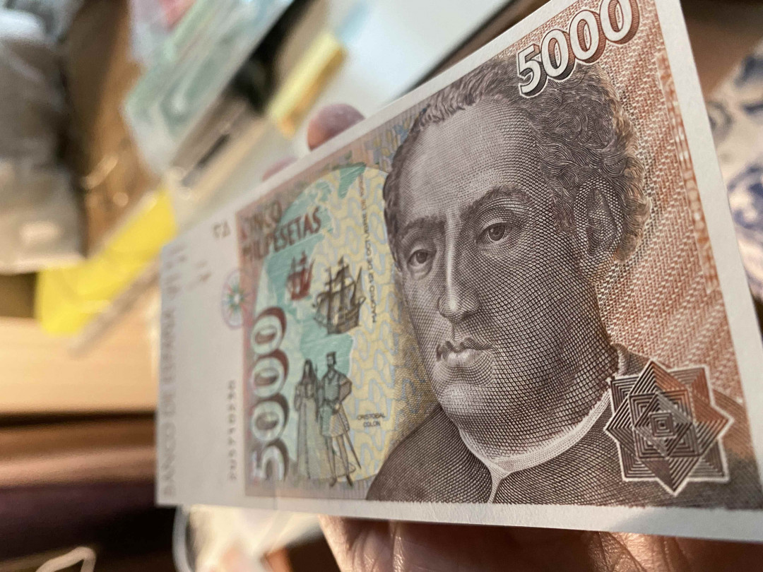 【收藏联盟】第149期拍卖——法兰西宠儿（共60拍） 西班牙1992年 5000比塞塔 发现美洲500周年纪念钞 全新UNC  