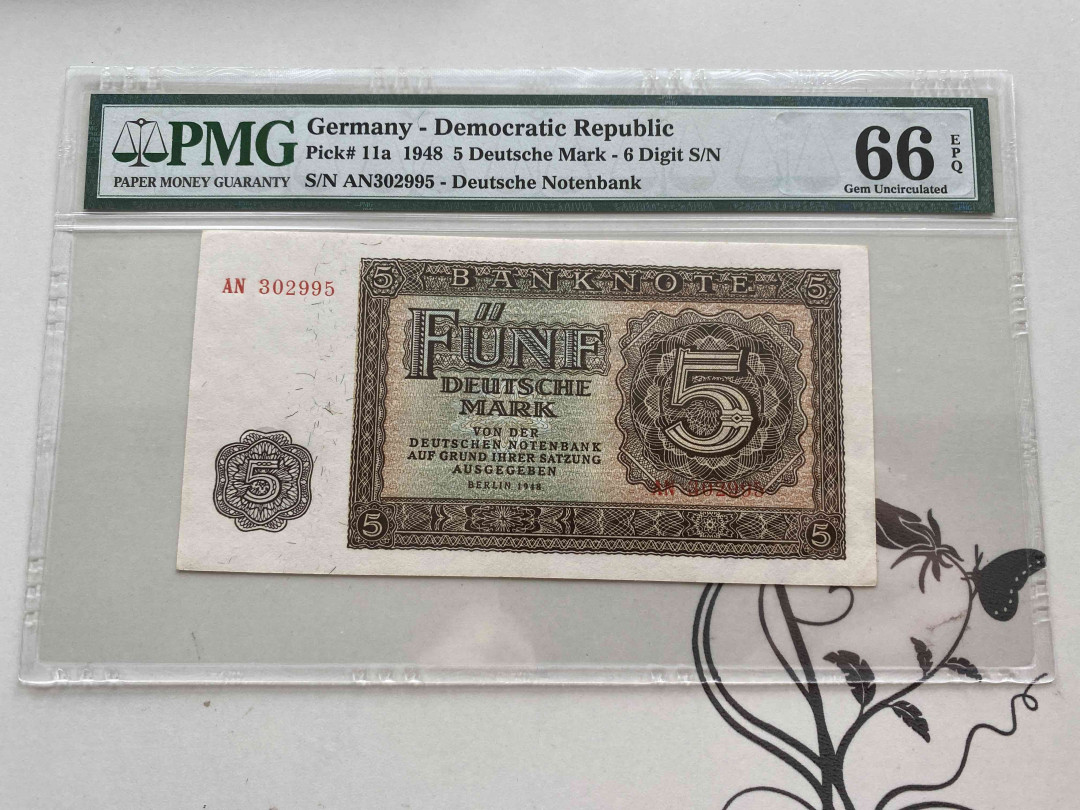 【收藏联盟】第149期拍卖——法兰西宠儿（共60拍） 德国 1948年5马克 PMG66EPQ