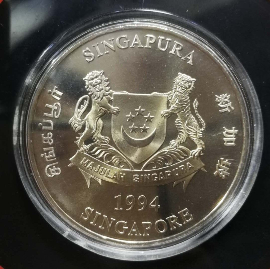 北京马甸外币专卖第十二期拍卖，非贵金属硬币专场。陆续上新，欢迎关注 1994年新加坡10元二轮生肖币精制虎，品相如图0