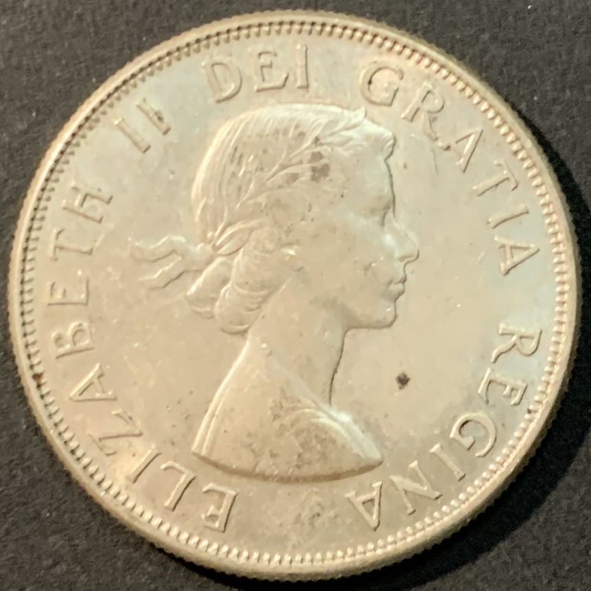 紫瑗钱币—微拍第80期  加拿大 1958年 伊丽莎白二世 50分 11.67克 0.8银