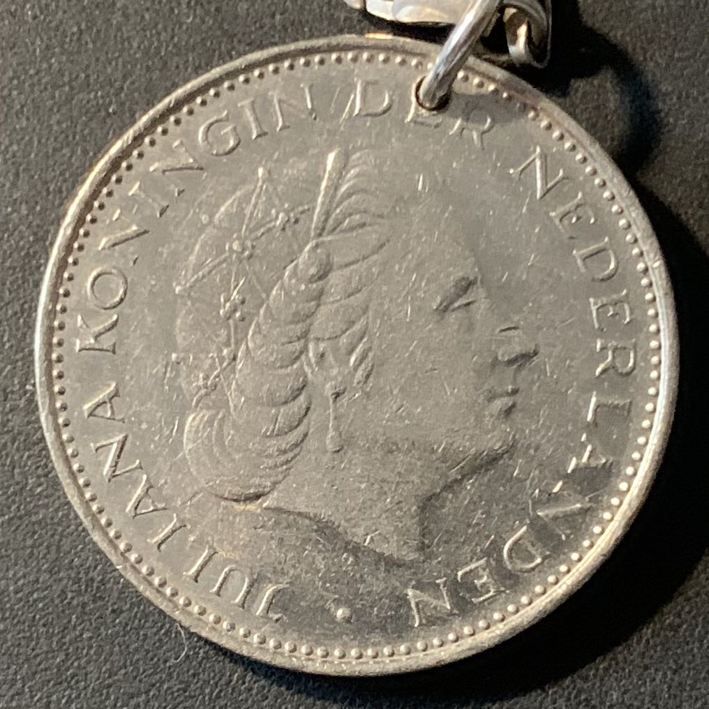 紫瑗钱币—微拍第80期  荷兰 2.5盾 钱币项链 925银链子 共14.8克